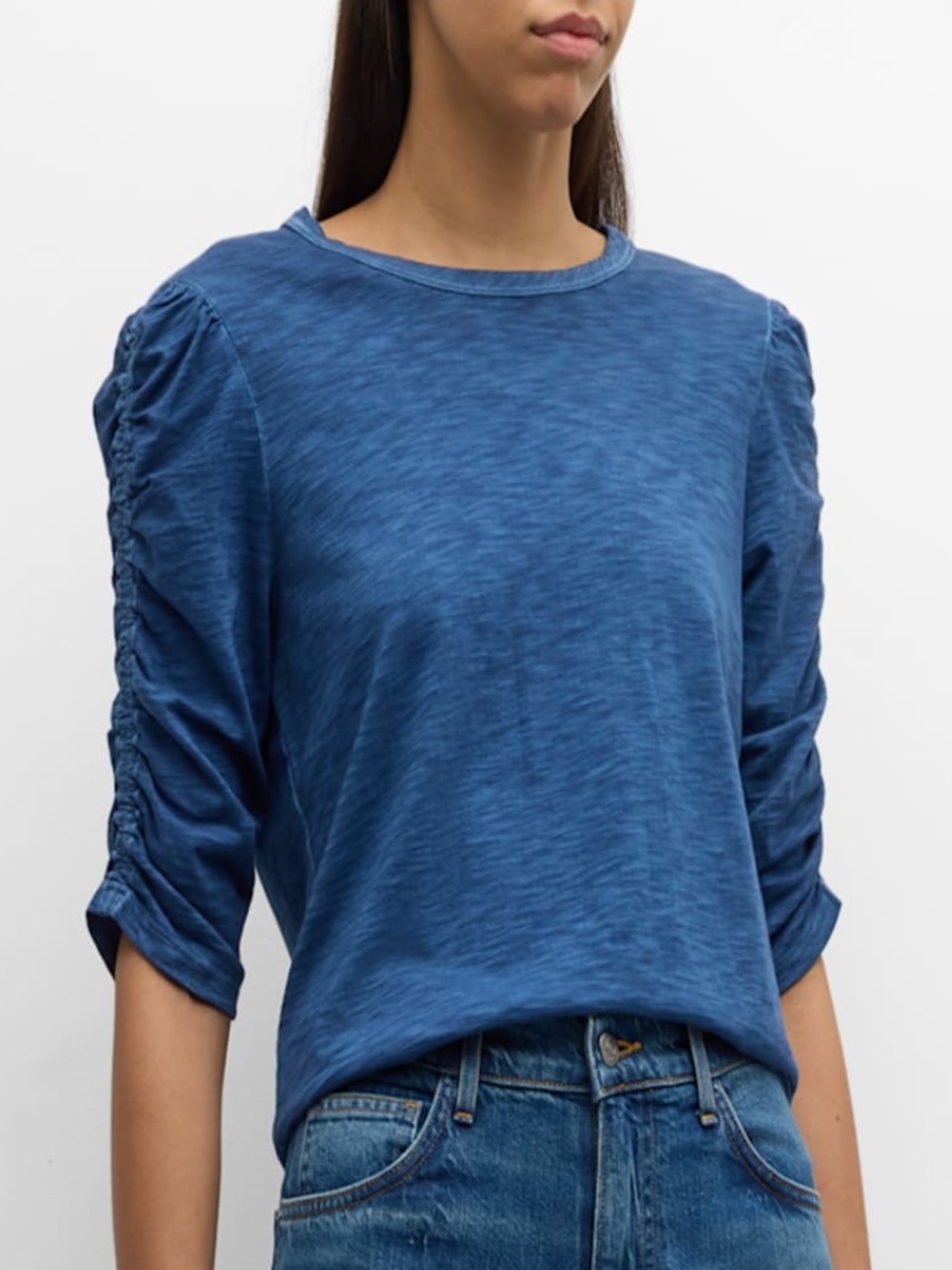VERONICA BEARD 
Waldorf Ruched-Sleeve Tee XS